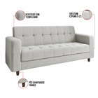 Sofá 3 Lugares E 02 Poltronas Arezzo Linho Cinza A05 Pés Chan