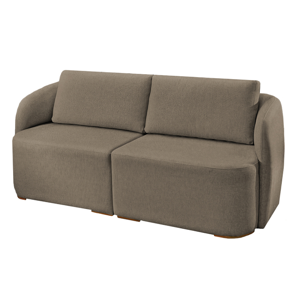 Sofá 3 Lugares Em Linho Marrom 2,17 Seater