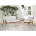 Sofá 3 Lugares Em Madeira Maciça Lotus  Jatobá/branco