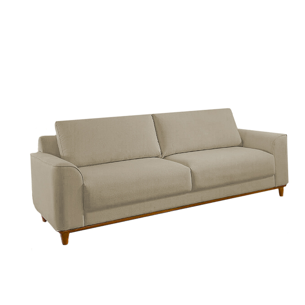 Sofá 3 Lugares Em Veludo Bege 2,20 Aquila