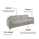 Sofá 3 Lugares Em Veludo Cru 2,20 Aquila