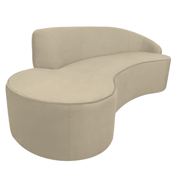 Sofá 3 Lugares Eros D07 Curvo 210cm Braço Direito Veludo Crem