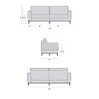 Sofá 3 Lugares Esmeralda em Veludo 2,04m Apus