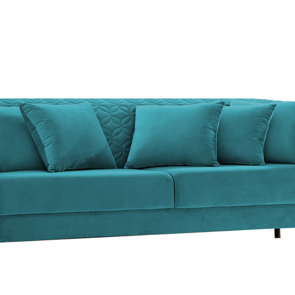 Sofá 3 Lugares Esmeralda Em Veludo 2,26m Magnólia