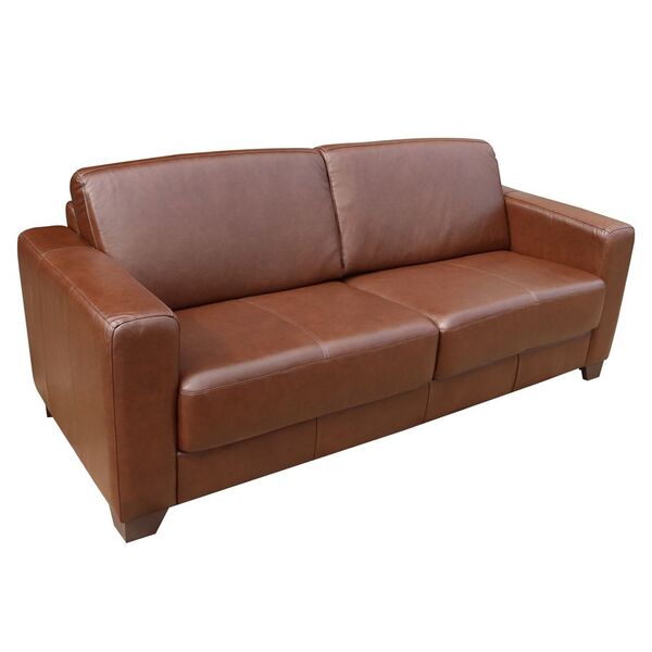 Sofá 3 Lugares Estocolmo 205cm Couro Caramelo - Gran Belo