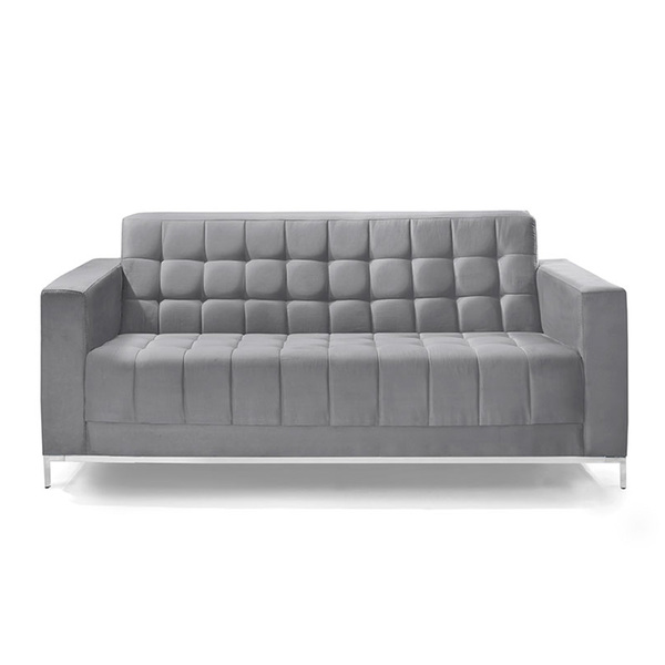 Sofá 3 Lugares Estofado Class Veludo Cinza