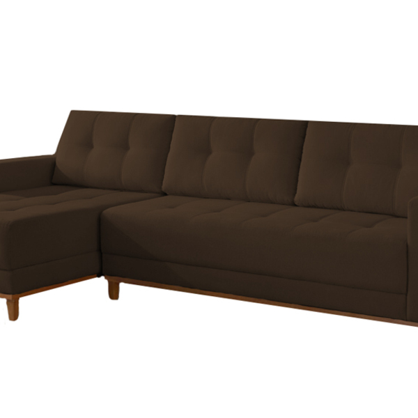 Sofá 3 Lugares Fendi Erge Com Chaise Esquerdo Veludo Erge