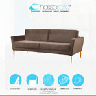 Sofá 3 Lugares Fixo 187 Cm Moderno Retrô Pés Palito Espanha V