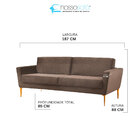 Sofá 3 Lugares Fixo 187 Cm Moderno Retrô Pés Palito Espanha V