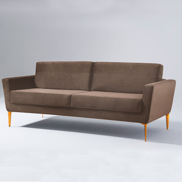 Sofá 3 Lugares Fixo 187 Cm Moderno Retrô Pés Palito Espanha V