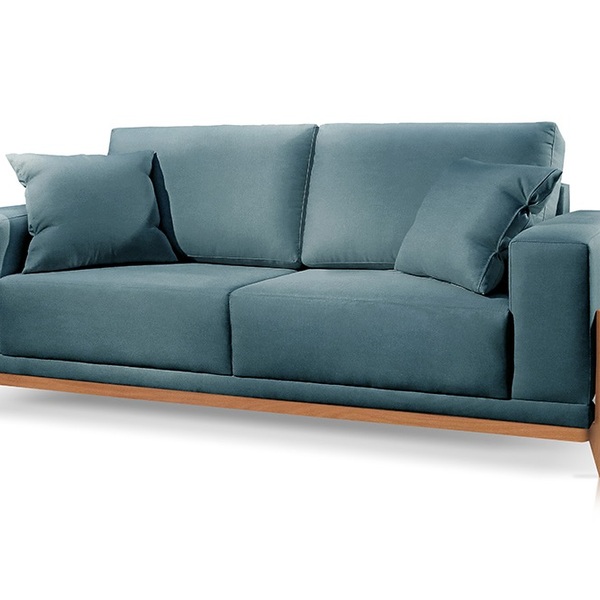 Sofá 3 Lugares Fixo Living Bellagio Linho Azul 2,1m