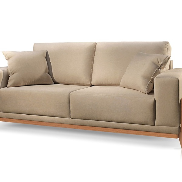 Sofá 3 Lugares Fixo Living Bellagio Linho Bege Medio 2,1m