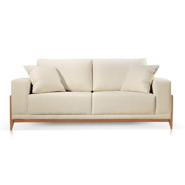 Sofá 3 Lugares Fixo Living Bellagio Suede Bege Claro 01 2,10m