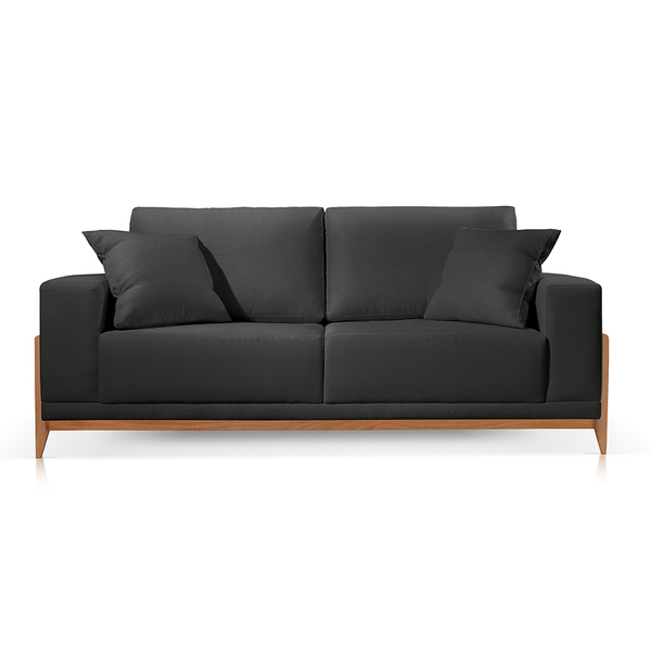 Sofá 3 Lugares Fixo Living Bellagio Suede Preto 15 2,10m