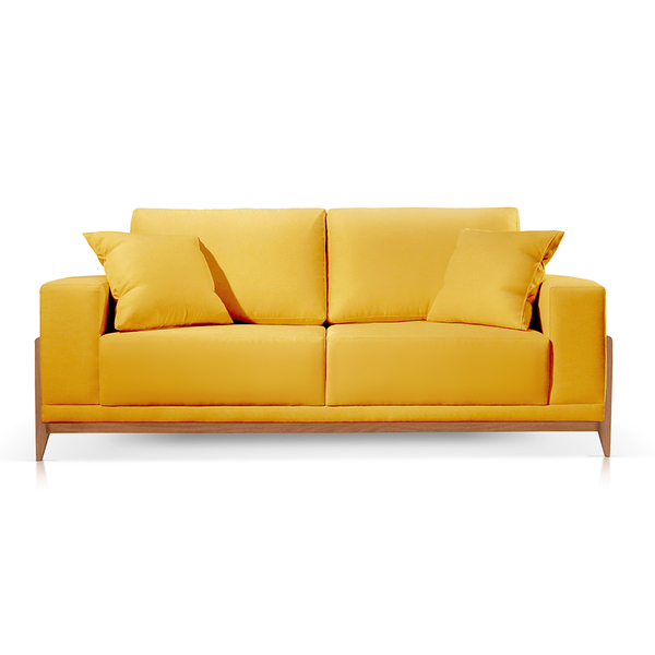 Sofá 3 Lugares Fixo Living Bellagio Veludo Amarelo 18 2,10m