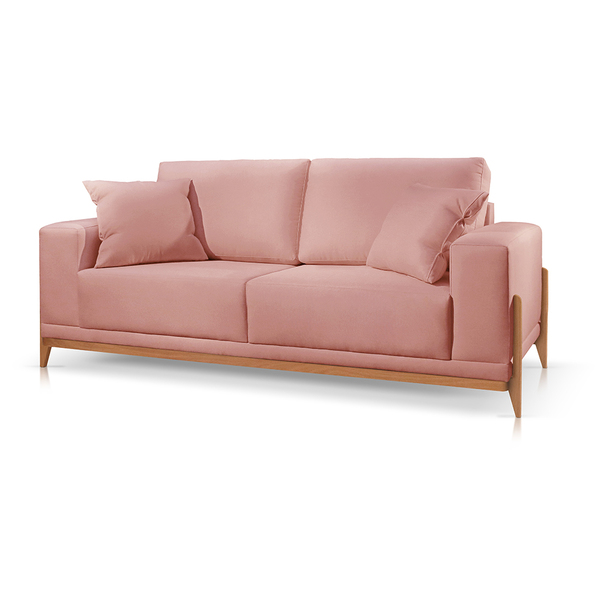Sofá 3 Lugares Fixo Living Bellagio Veludo Rosê 19 2,10m