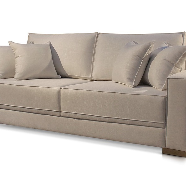 Sofá 3 Lugares Fixo Living Hotello Linho Bege 06t 2m