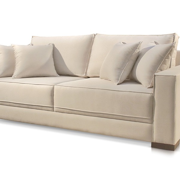 Sofá 3 Lugares Fixo Living Hotello Suede Bege Claro 2,00m