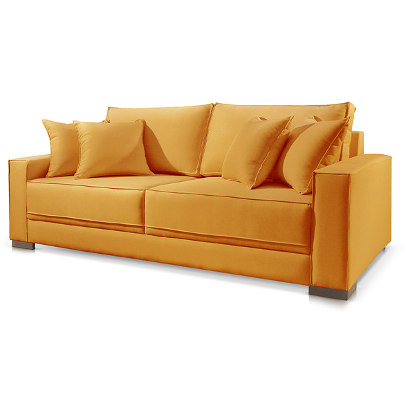 Sofá 3 Lugares Fixo Living Hotello Suede Mostarda 2,00m