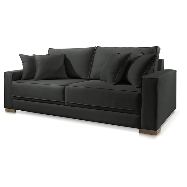 Sofá 3 Lugares Fixo Living Hotello Suede Preto 2,00m