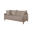 Sofá 3 Lugares Fixo Living Madri Linho 200cm Bege Médio