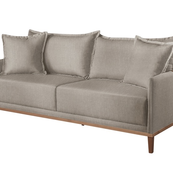 Sofá 3 Lugares Fixo Living Madri Linho Cinza 07t 2,00m