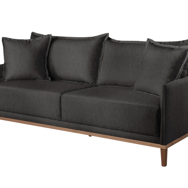 Sofá 3 Lugares Fixo Living Madri Linho Preto 12t 2,00m