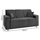 Sofá 3 Lugares Fixo Sala Luxo Tokyo Veludo Cinza Cinza