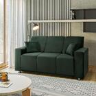 Sofá 3 Lugares Fixo Sala Recepção Luxo Tokyo Veludo Verde