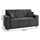 Sofá 3 Lugares Fixo Tokyo Veludo Cinza Chumbo - Star Confort