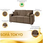 Sofá 3 Lugares Fixo Tokyo Veludo Marrom Castor - Star Confort
