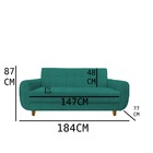 Sofá 3 Lugares Golden Suede Azul Tiffany - D'classe Decor