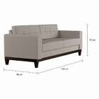 Sofá 3 Lugares Happy Base De Madeira Linho Cotton Cru 210 Cm