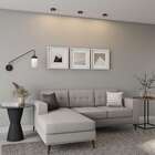 Sofá 3 Lugares Happy Com Chaise Esquerdo Pé Palito Linho Cott