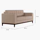 Sofá 3 Lugares Happy Pés E Base Em Madeira Linho Cotton Bege