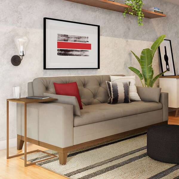 Sofá 3 Lugares Henderson Suede Bege