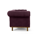 Sofá 3 Lugares Império Veludo Roxo Grape B-292 Base De Madeir