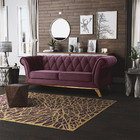 Sofá 3 Lugares Império Veludo Roxo Grape B-292 Base De Madeir