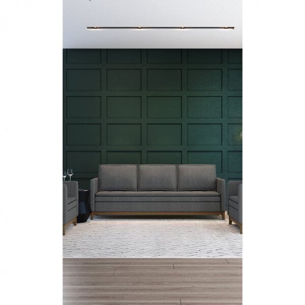 Sofá 3 Lugares Inga Casa De Pedra Grafite