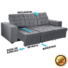 Sofá 3 Lugares Itália Plus 2,10m Retrátil, Reclinável, Com 2
