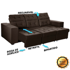 Sofá 3 Lugares Itália Plus 2,10m Retrátil, Reclinável, Com 2