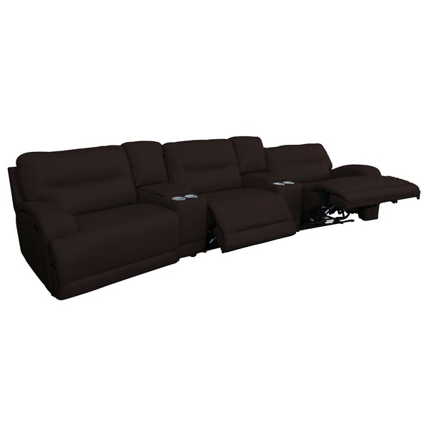 Sofá 3 Lugares Jacarta Reclinável Elétrico 317 Cm Couro Marro