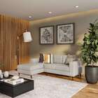 Sofá 3 Lugares Joy Com Chaise Esquerdo Pé Palito Linho Cotton