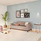 Sofá 3 Lugares Joy Pés E Base Em Madeira Linho Cotton Bege 18