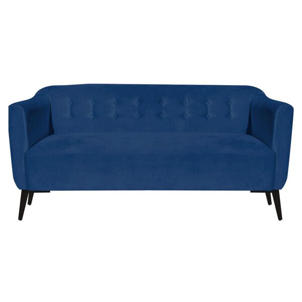 Sofá 3 Lugares Julia Suede Pés Villach Preto - D'rossi - Azul