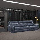 Sofá 3 Lugares Komodo Elétrico 303cm Couro Azul G40 - Gran Be