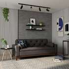 Sofá 3 Lugares Laughlin Suede Cinza