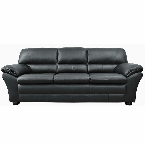 Sofá 3 Lugares Laura 212cm Couro Negro - Gran Belo