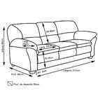 Sofá 3 Lugares Laura 212cm Couro Negro - Gran Belo