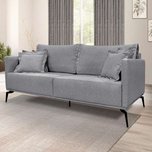 Sofá 3 Lugares Lazio Linho Cinza 180 Cm